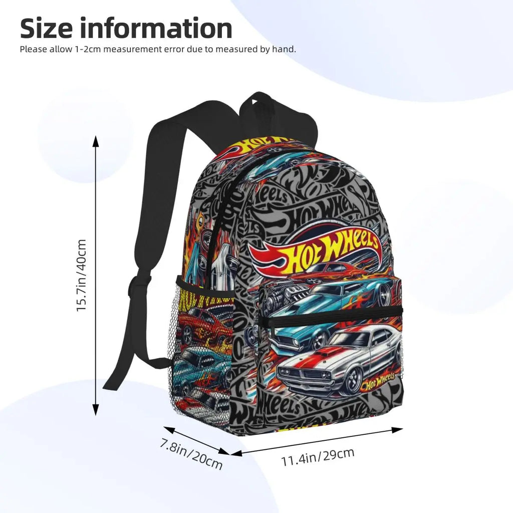Hot Wheels Race Student Backpack School Bag Hiking Travel Daypack for Men Women Bookbag Shoulder Bags