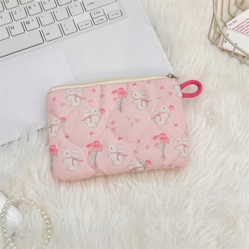 Women Mini Makeup Handbags Wallet Pouch Bag Cute Cartoon Small Travel Cosmetic Lipstick Earphone Card Portable Storage Bag Purse