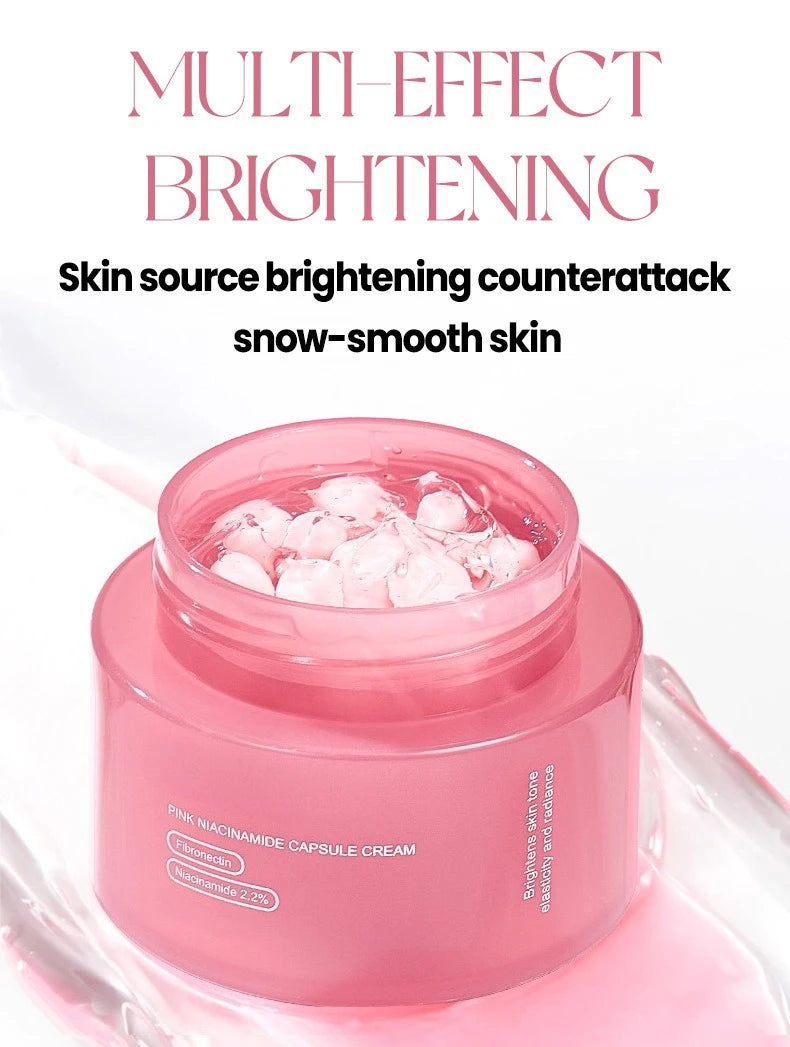 Korean Pink Collagen PDRN Capsule Cream with Niacinamide Cream for Uneven Skin Tone Lightweight Face Moisturizer Non Greasy Care