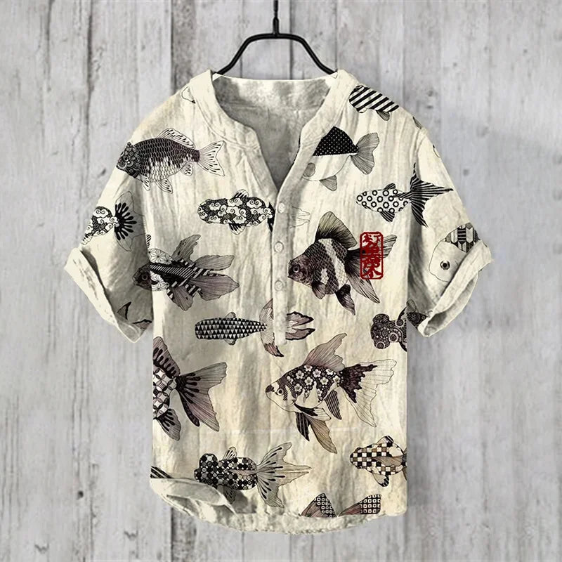Men's Casual Fashion Hawaiian Retro Short Sleeved Shirt 2025 New Fashion Trend