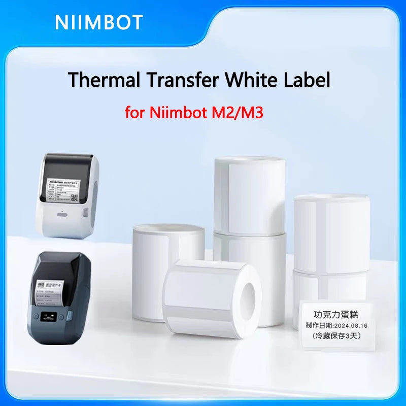 Niimbot M2/M3  White Label Paper Self-adhesive Thermal Transfer Printing Waterproof Sticker for Niimbot M2/M3 Printer