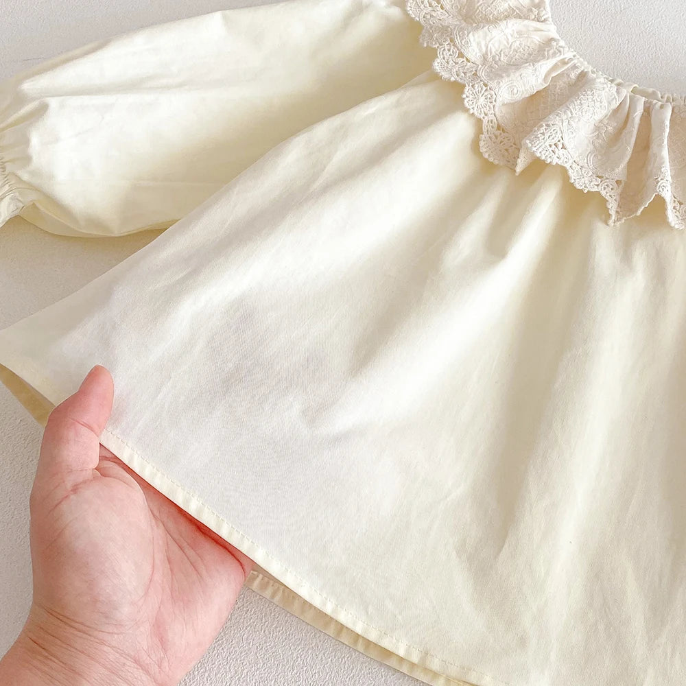 Baby Long-Sleeve Cotton Ruffle Blouse
