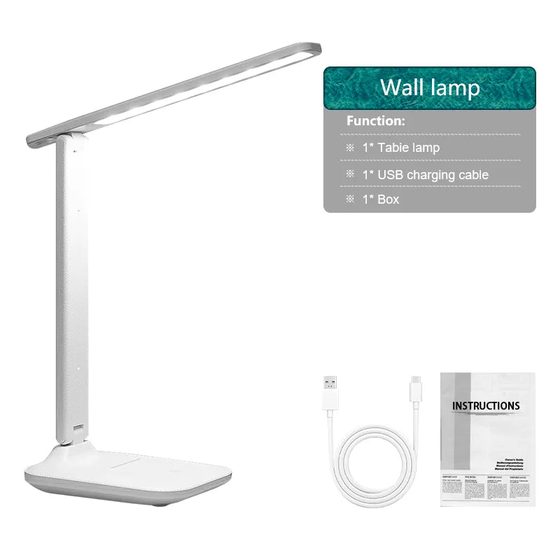 Flexible Dual Head LED Desk Lamp Eye Protection 3 Color Modes Brightness USB Rechargeable 360° Rotate Touch Control Office Study