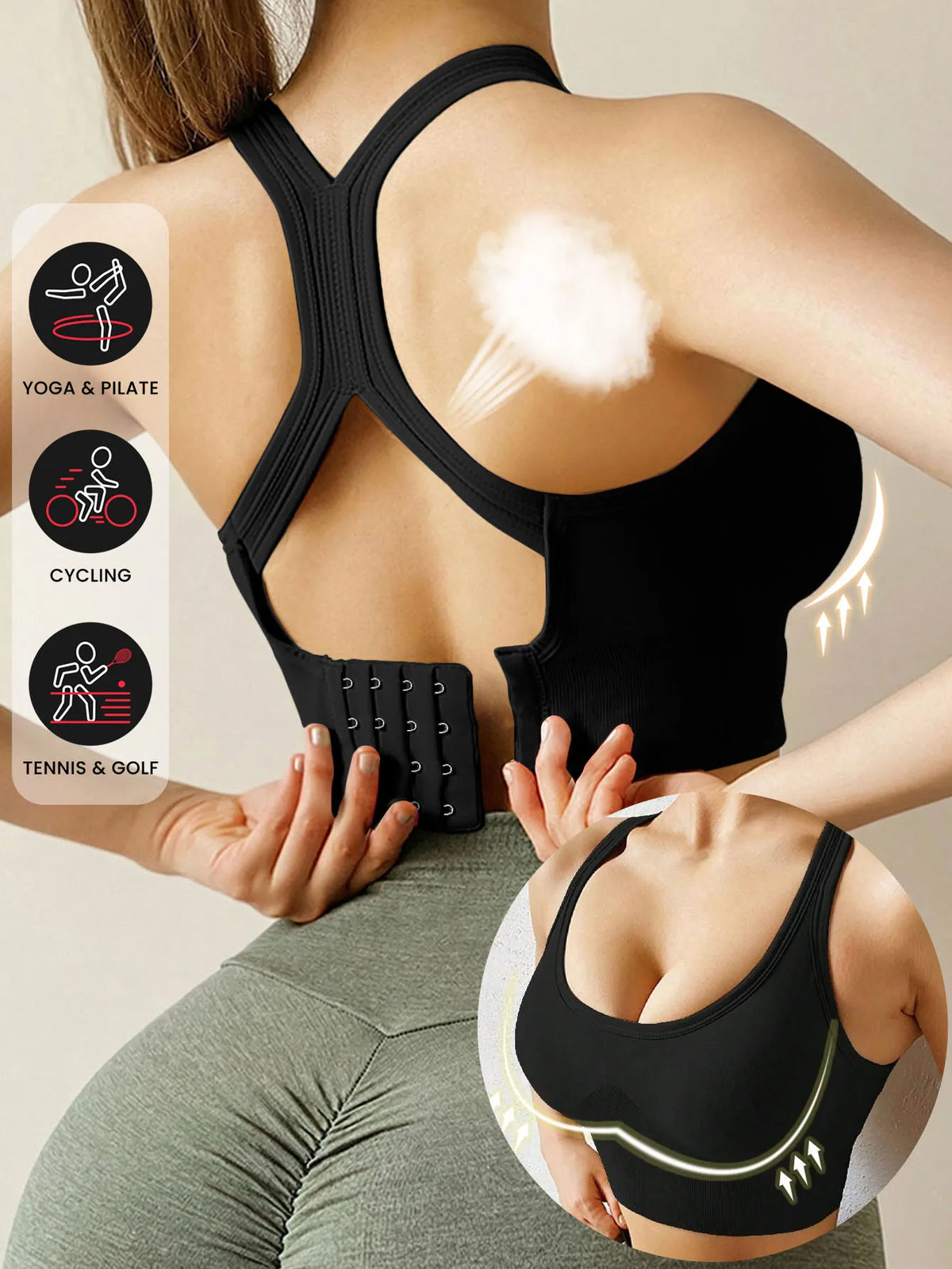 Yoga Sports Bra Wireless Gym Tops Underwear Cross Top Sports Tank Push Up Bras Hockproof Running Lingerie