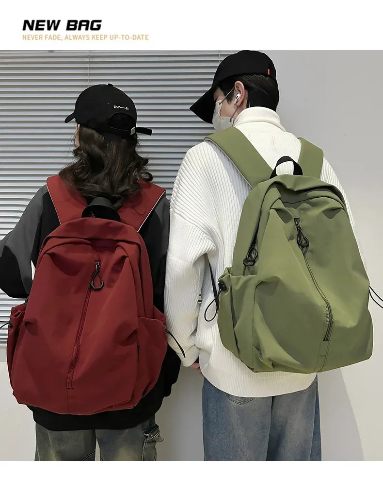 15.6 Inch Nylon Waterproof College Backpack Large Capacity Travel Unisex Laptop Backpacks Simple Design School Bag for Teenagers