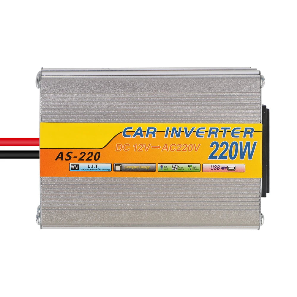 Portable Conversion USB Battery Clip DC 12V To AC 220V Car Mounted Solar Inverter 220W Power Inverter USB Voltage Transformer