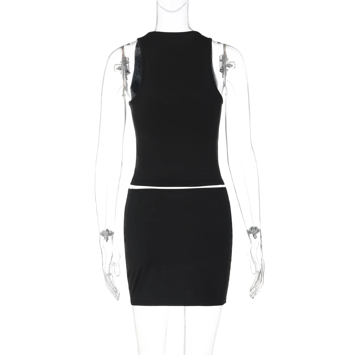 Dulzura Women'S Solid Sexy Casual 2 Piece Skirt Square Collar Tank Top Slim Fit Mini Skirt Matching Set Party Club Street Outfit