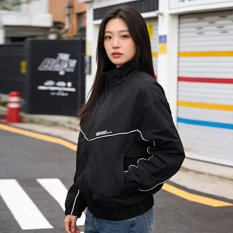 Korean Manhwa Jinx Team Black Windbreaker Jacket Men Women Sports Coat Loose Track Activewear Joo Jaekyung Y2K Coat Unisex