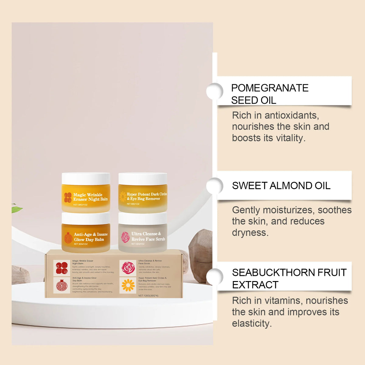4pcs Day Night Face Care Set Moisturizing Hydrating Brightening Skin Repair Skin Barrier Eye Face Daily Treatment Skincare Combo