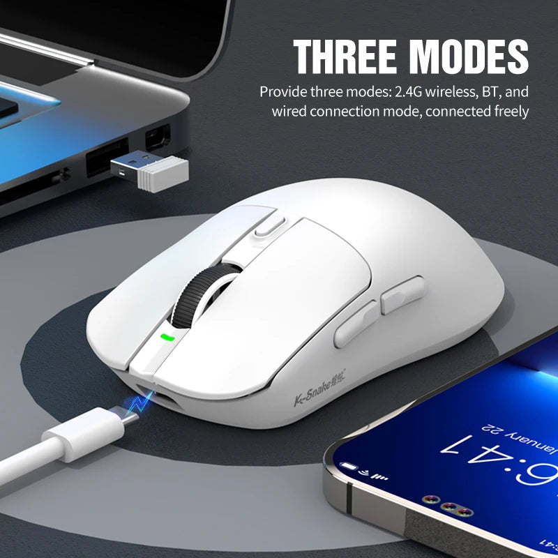 KEBIDUMEI X11 PAW3311 Tri-Mode Wireless Mouse 12000 DPI Gaming Mouse RGB Touch Magnetic Charging Base Bluetooth /2.4G/Wired Mice