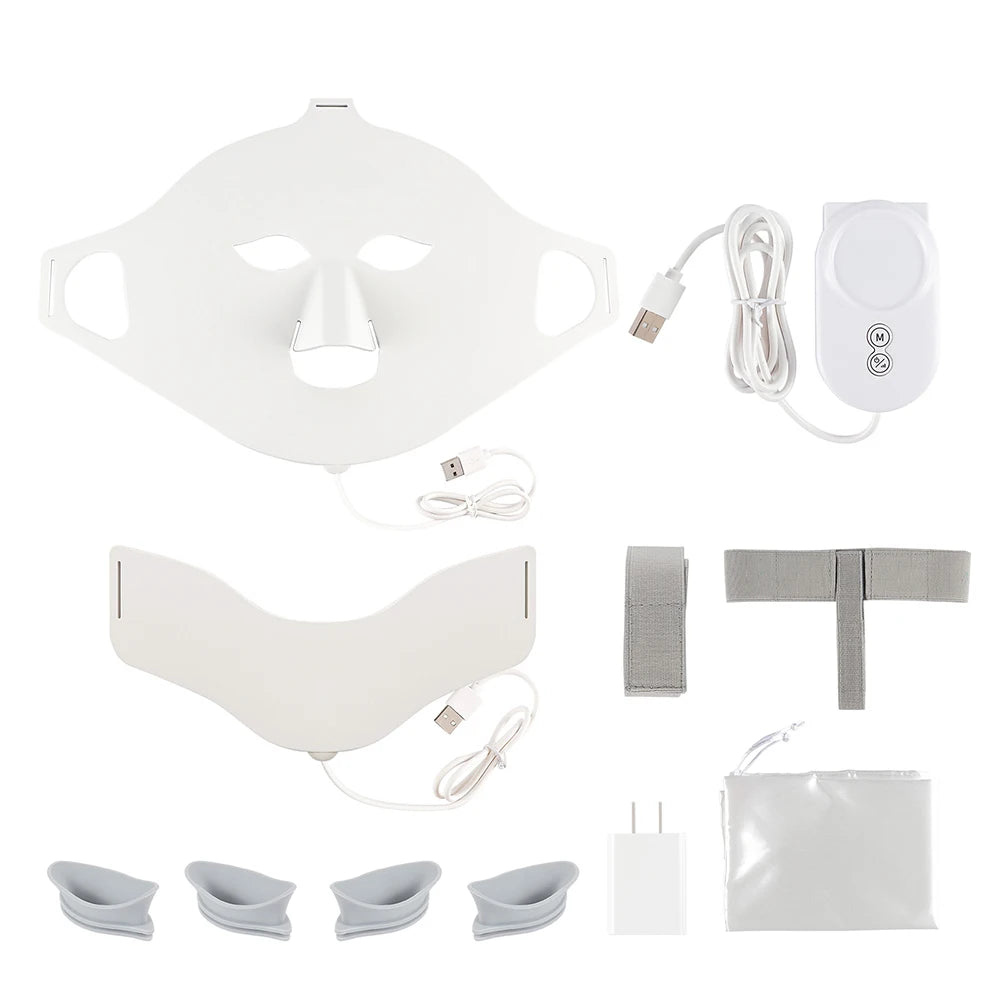 3D Flexible Silicone LED Face Neck Mask Wireless 7 Colors Photon Red Light Infrared Beauty Mask for Facial Skin Repair Home Skin Care Tool