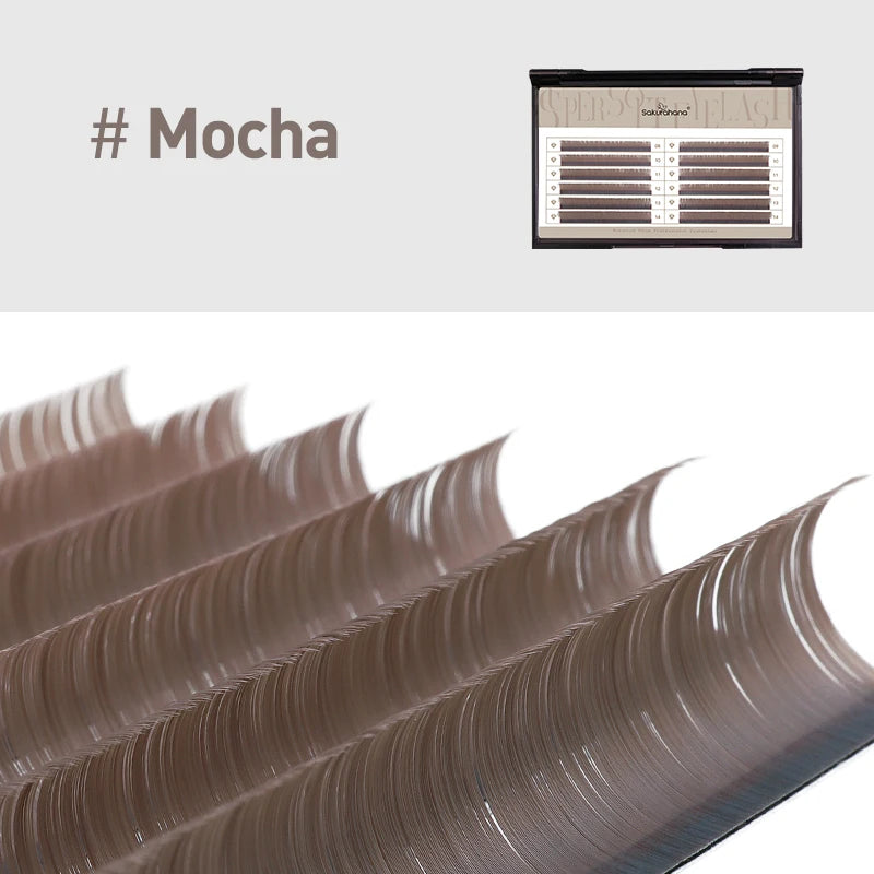 Sakurahana Individual Faux Mink Eyelash Extensions in Caramel, Brown, Teal, and Mocha Colors Professional Tools for Makeup