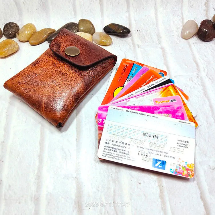 Mini Waist Bag Genuine Leather Belt Pouch Wallet Card Holder Car Key Purse Pack Driver's license Case Men Women 6071