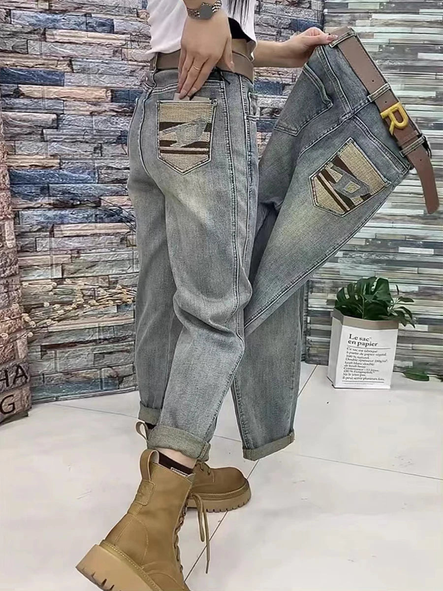 Wide-legged Jeans Female 2026 New Spring and Fall Models Women's High-waisted Loose Straight Long Pants Harem Straight G144