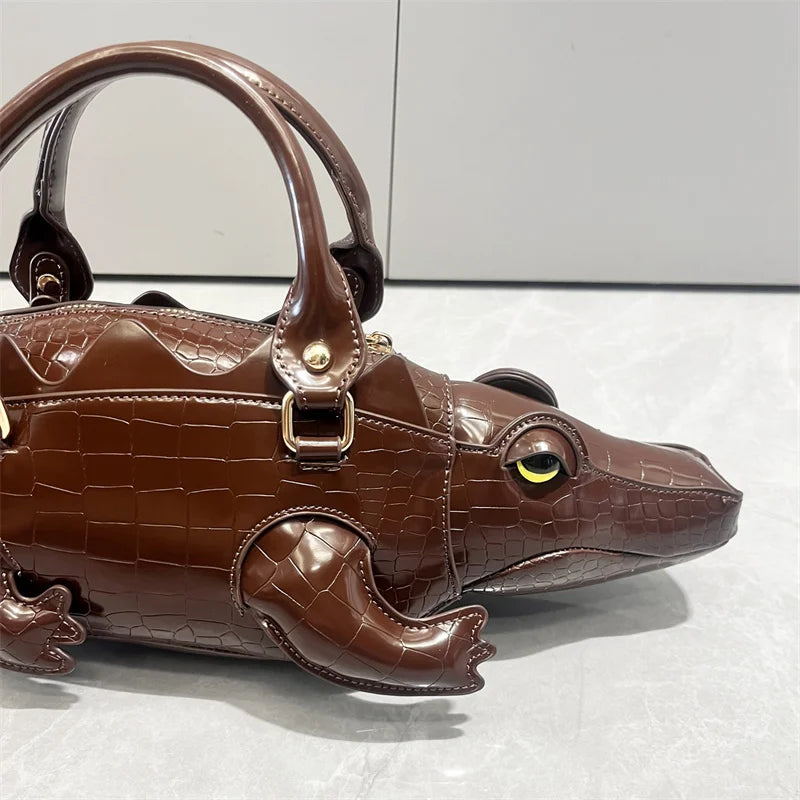 New Trendy Crocodile Shape Handbag for Women, Europe and America Fashion Tote Designer Female Casual Shoulder Crossbody Bag Ins