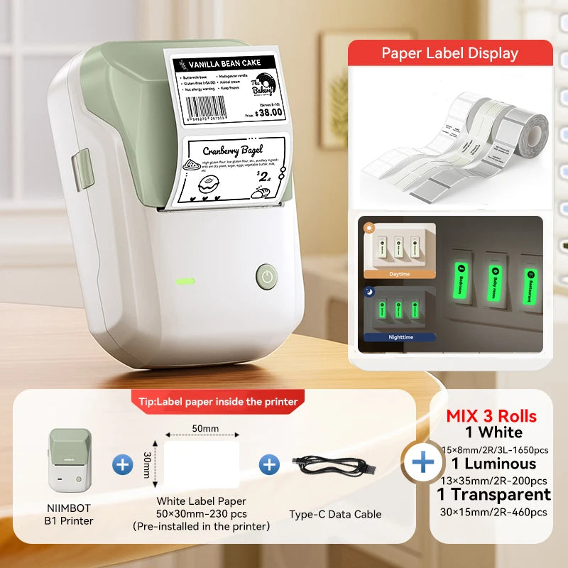 Niimbot B1/B1 PRO Thermal Label Printer Wireless Self-adhesive Bluetooth Inkless Label Maker for Business Price-Tag Sticker