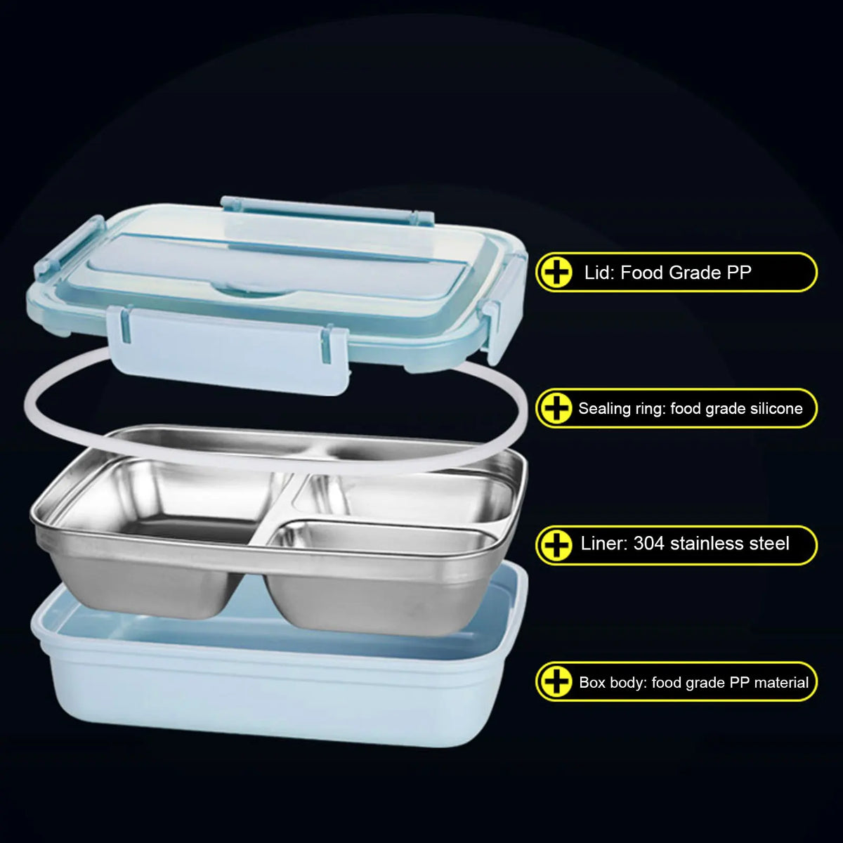 Stainless Steel Lunch Box 4‑Grid Portable Box Food Storage Container for Student Adult Dinnerware Food Storage Container