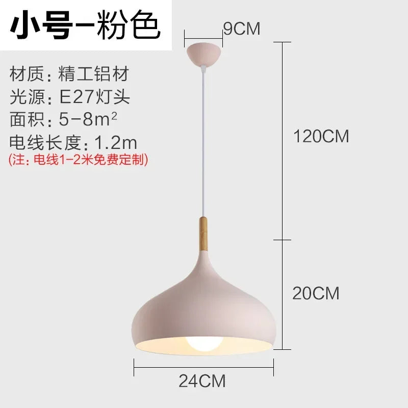 24cm European Style Pendant Lamp Macaroon Color Aluminum Products Chandelier Fresh Indoor Lighting in The Restaurant Bedroom