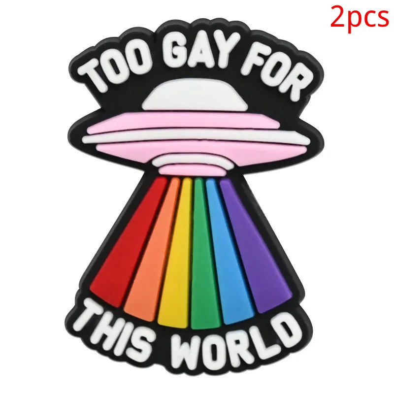 New rainbow shoe charm hole shoe accessories DIY shoe accessories PVC soft rubber shoe buckle jewelry spot wholesale
