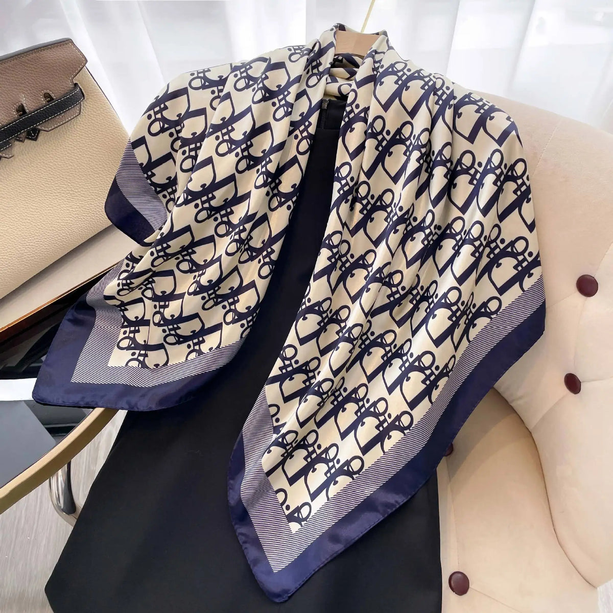 90 cm Printed Silk Scarf – Hair & Neck Wrap