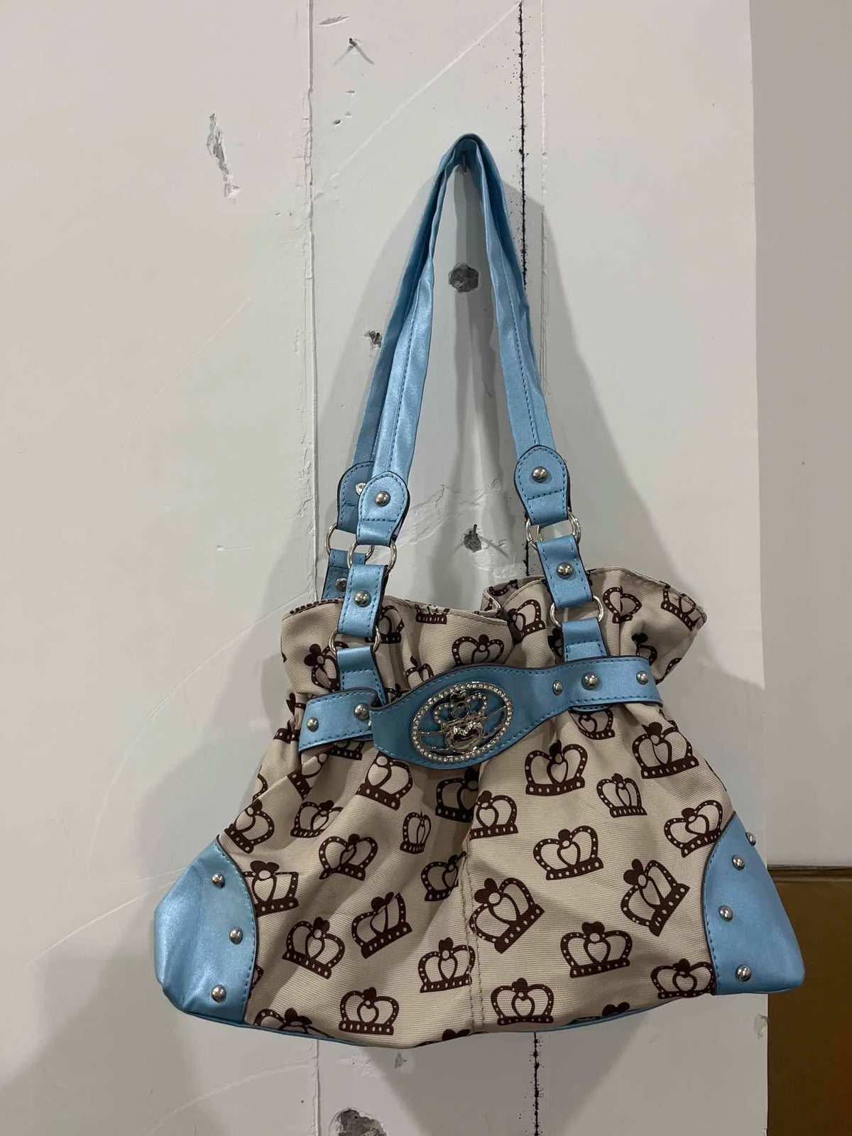 Luxury Women Rivet Handbag,Y2k Girls Metal Studded Underarm Shoulder Bag,Niche Belt Buckle Commuter Chic East-West Tote Bag
