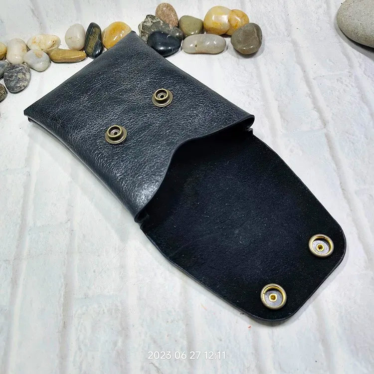 Mini Waist Bag Genuine Leather Belt Pouch Wallet Card Holder Car Key Purse Pack Driver's license Case Men Women 6071