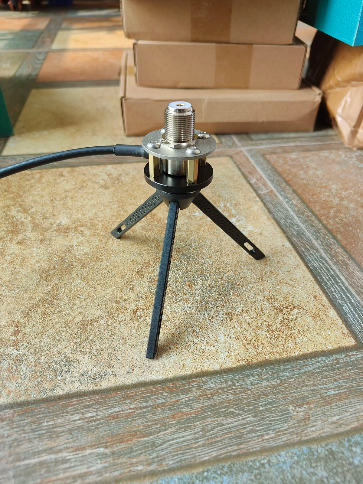 Tripod Antenna Installation Bracket Outdoor Portable M Pipe Head Base 1/4 Inch Threaded UV+Shortwave