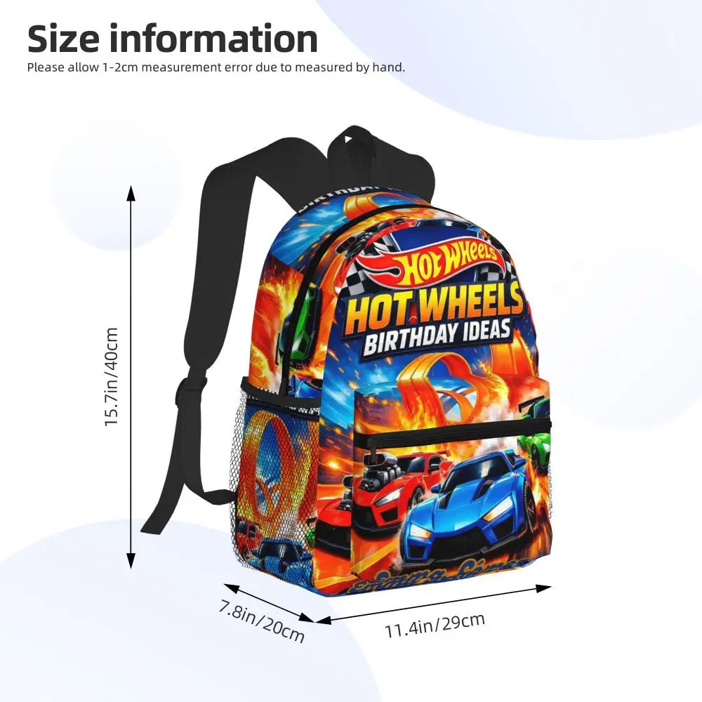 Hot Wheels Race Student Backpack School Bag Hiking Travel Daypack for Men Women Bookbag Shoulder Bags