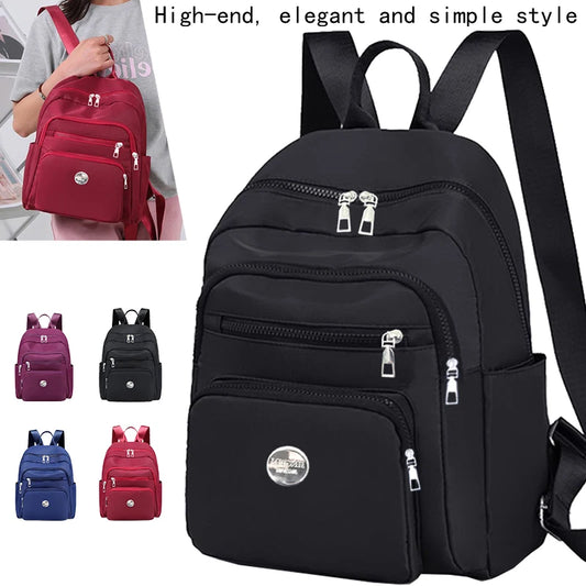 Black Brown Classic Grid Print Small Backpack Multi Zipper Pockets, Casual Fashion Daypack Holds Phone Cosmetic Essentials
