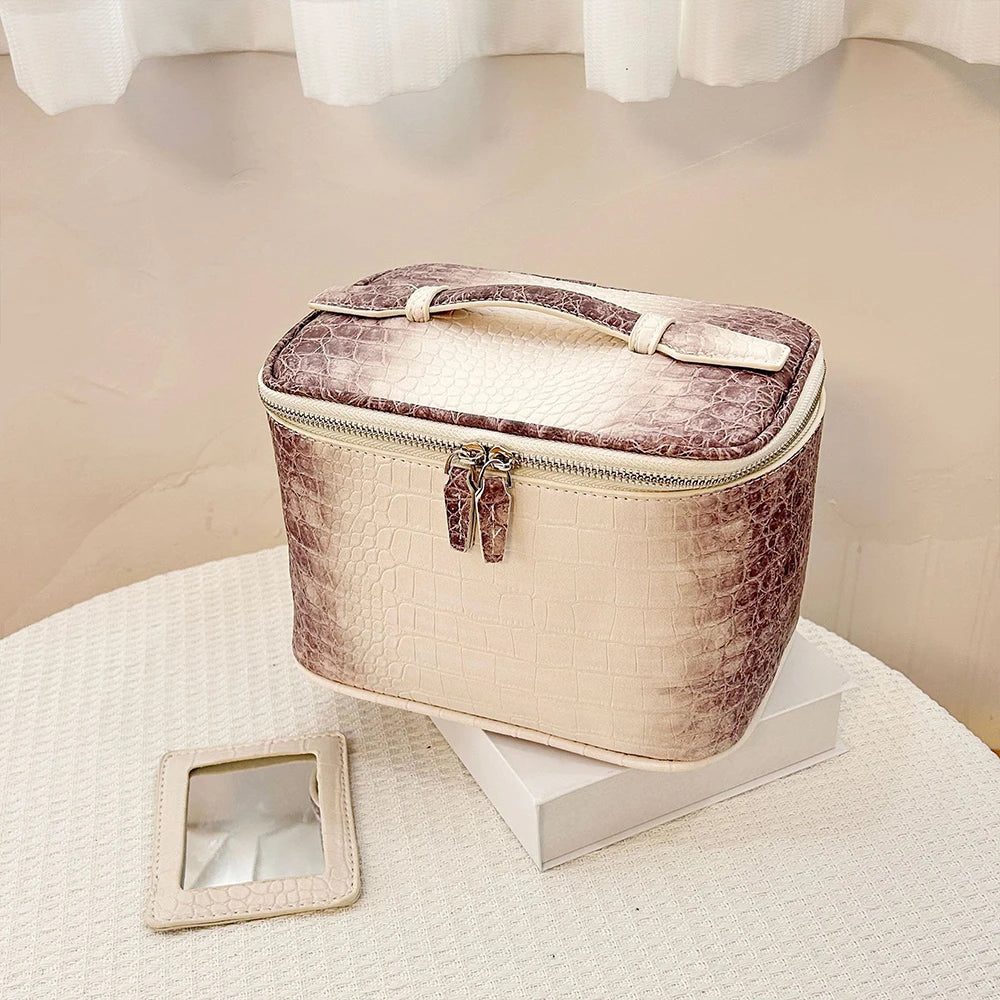 Customized Name 'Crocodile Pattern' Leather Portable Large-Capacity Multi-Zone Storage Makeup Bag Storage Bag