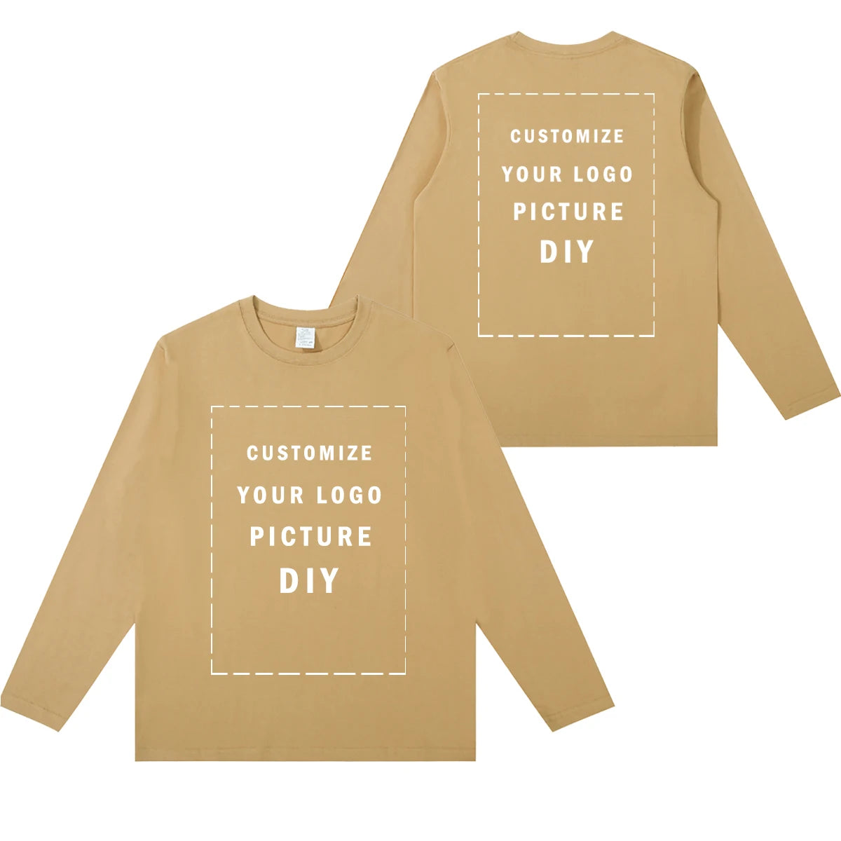 DIY Customize Long Sleeve T-Shirt Fashion T-Shirt Men Women Your Logo/Picture 100% Cotton Oversized Autumn Winter Tops