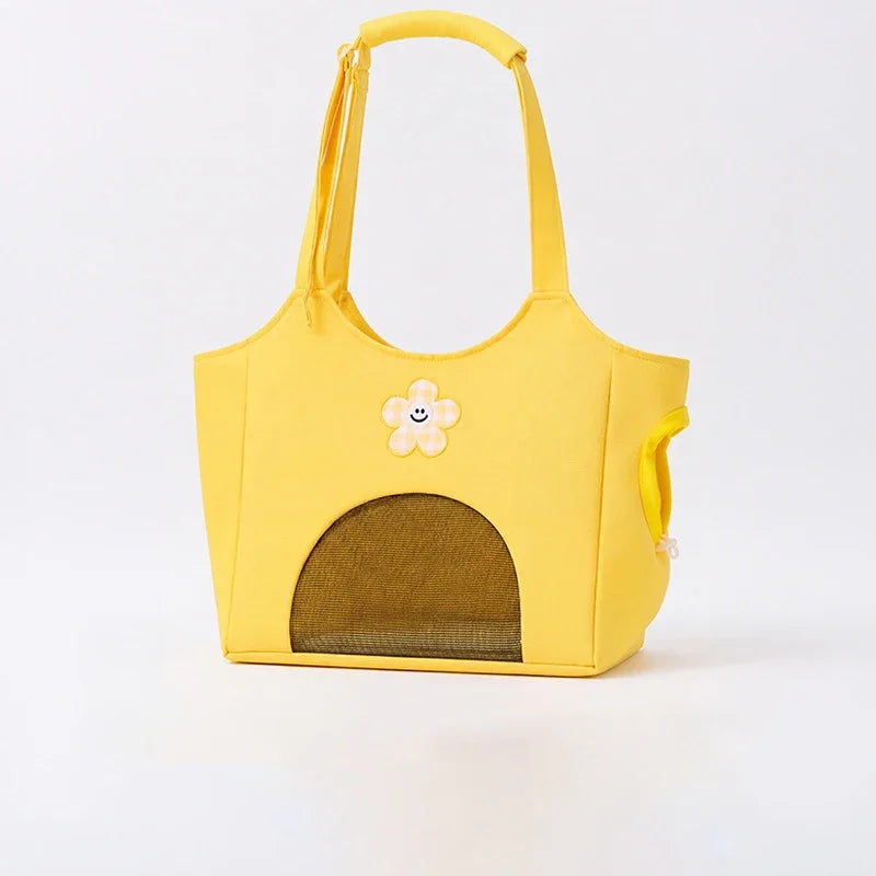 Pet Carrier Bag,Canvas Breathable Portable Cat & Puppy Travel Tote Bag For Teddy Small Dog Lovers,Women Outdoor Shopping Handbag