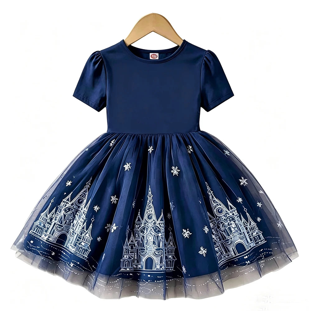 Summer New Fashion Kids Princess Dress  Girls Clothes For Children Short Sleeves Dress Baby Girls Birthday Party Clothing 2-8T