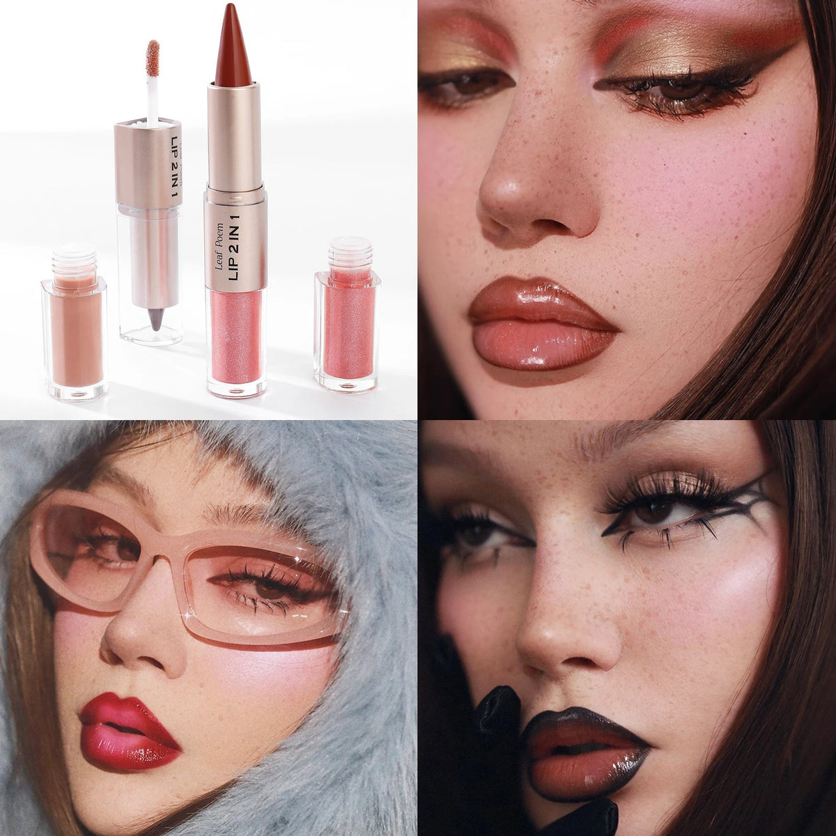 2 In 1 Dark Plum Pink Lip Makeup Matte Outline Lip Liner Mirror Plumping Lip Glaze Waterproof Lip Contour Non Stick Makeup