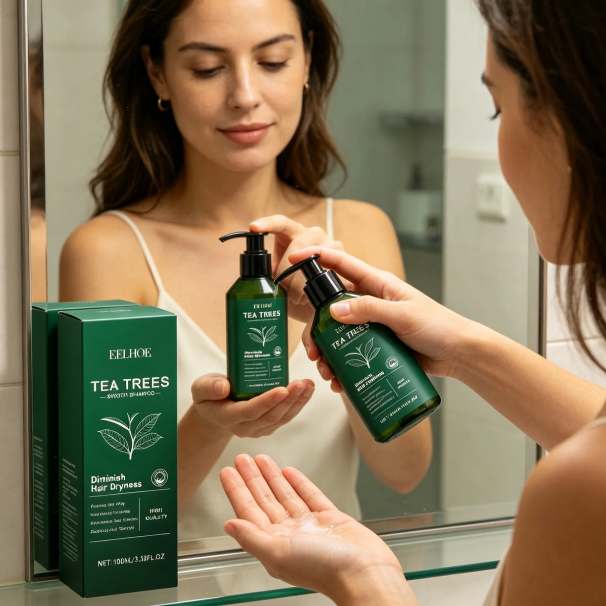 EELHOE Tea Tree Shampoo Repair Damaged Long Lasting Moisturizing Oil Control Dandruff Removal Gentle Cleansing Hair Care Shampoo