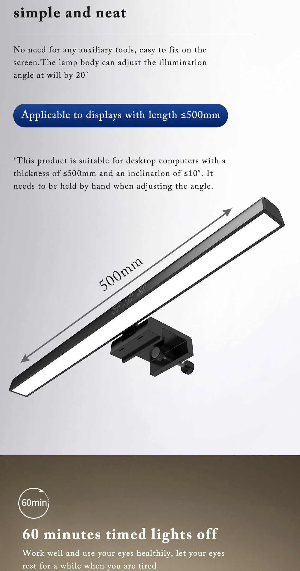 Screen LED Bar Desk Lamp PC Computer Laptop Screen Lamp  Hanging Light Bar Table Lamp Office Study Reading Light For LCD Monito