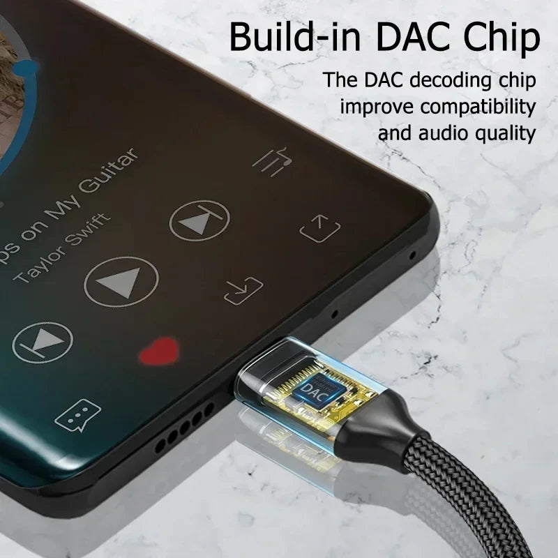 USB Type-C to 3.5mm Jack Audio Adapter Cable for iPhone 15 16 Pro Max Plus/iPad Pro 11 13 Air 11 13 Mini 6 7 Earphone Converter