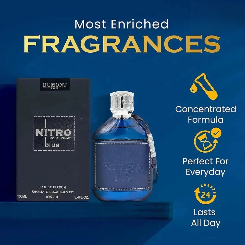 Luxury Men Eau De Parfum Spray, Long Lasting Fragrance, Premium Scent, Nitro Red Blue Black Green Similar Perfume, 100ml