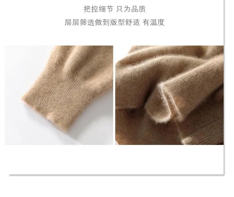 100% wool men's round neck solid color loose knit cashmere pullover for business and leisure, keeping warm in autumn and winter