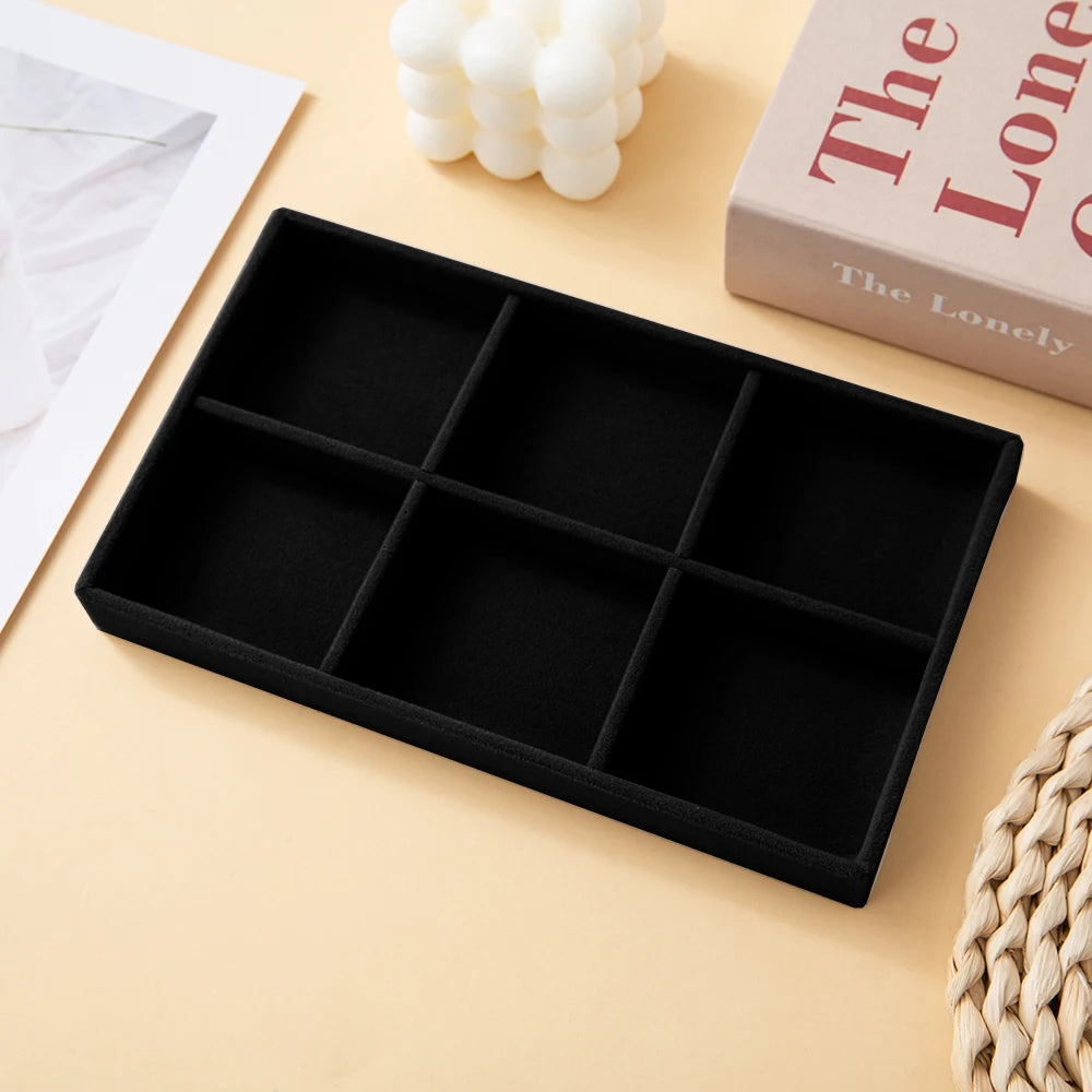 Black Jewelry Organizer Velvet Jewelry Storage Tray Display Ring Bracelet Necklace Storage Box Showcase Drawer