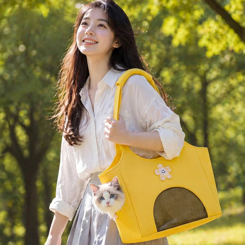 Pet Carrier Bag,Canvas Breathable Portable Cat & Puppy Travel Tote Bag For Teddy Small Dog Lovers,Women Outdoor Shopping Handbag