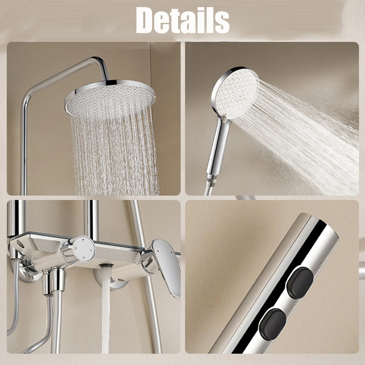 Household Silver Bathroom Shower Set MultiFunction Gray Rainfall Showers Hot and Cold Water Bathtub Shower Faucet Set Hotel