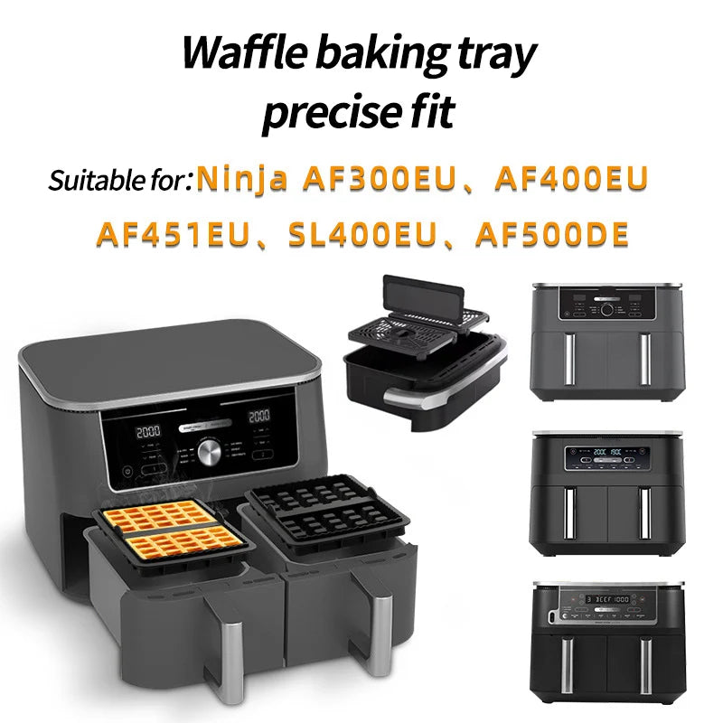 Square Waffle Maker Mold for Air Fryer, Non-Stick Baking Tray Compatible with 4-7QT,for Belgian Waffles,Pancakes,Dishwasher Safe