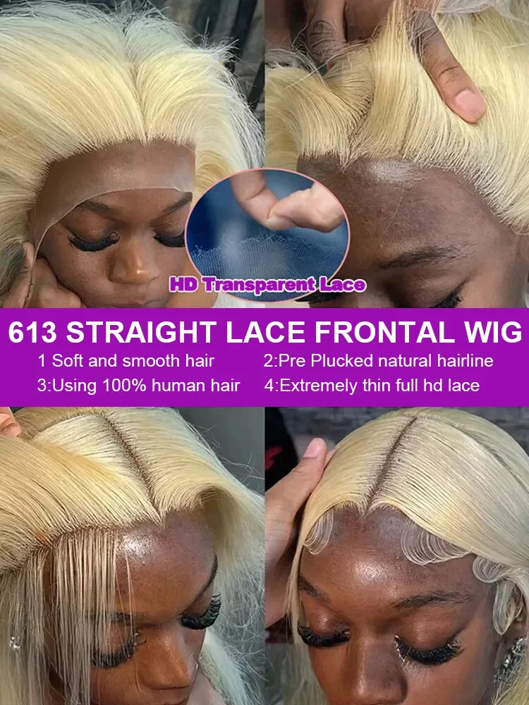 250 Density 30 40 Inch 613 Honey Blonde 13x4 Lace Front Human Hair Wigs Bone Straight 13x6 HD 13x6 Lace Frontal Human Hair