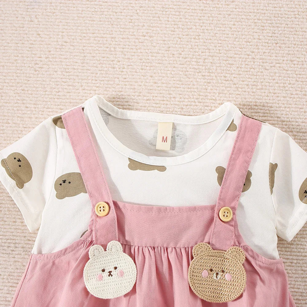 Baby Girl Dress Summer Cotton Cartoon Short Sleeved Girl Dress Cute Baby Girl Beach Dress Baby Girl Clothing ﻿