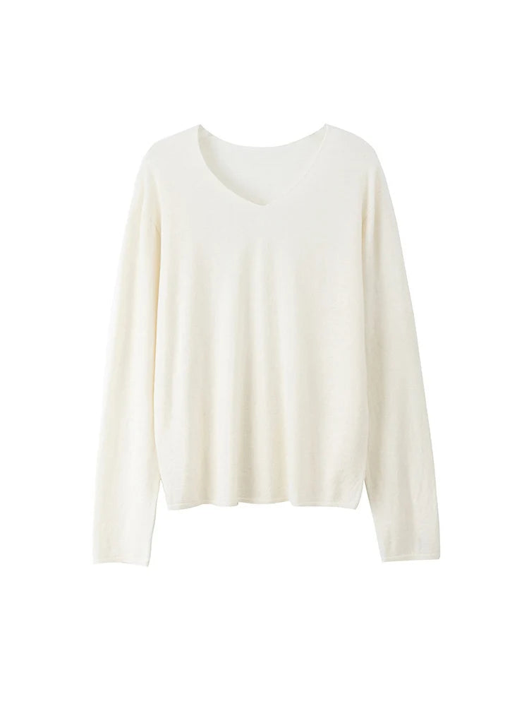 SuyaDream, Women Wool Pullovers, 5%Cashmere 92%Wool, Soft Cozy Sweaters, 2025 Fall Winter Basic Solid Knit Top