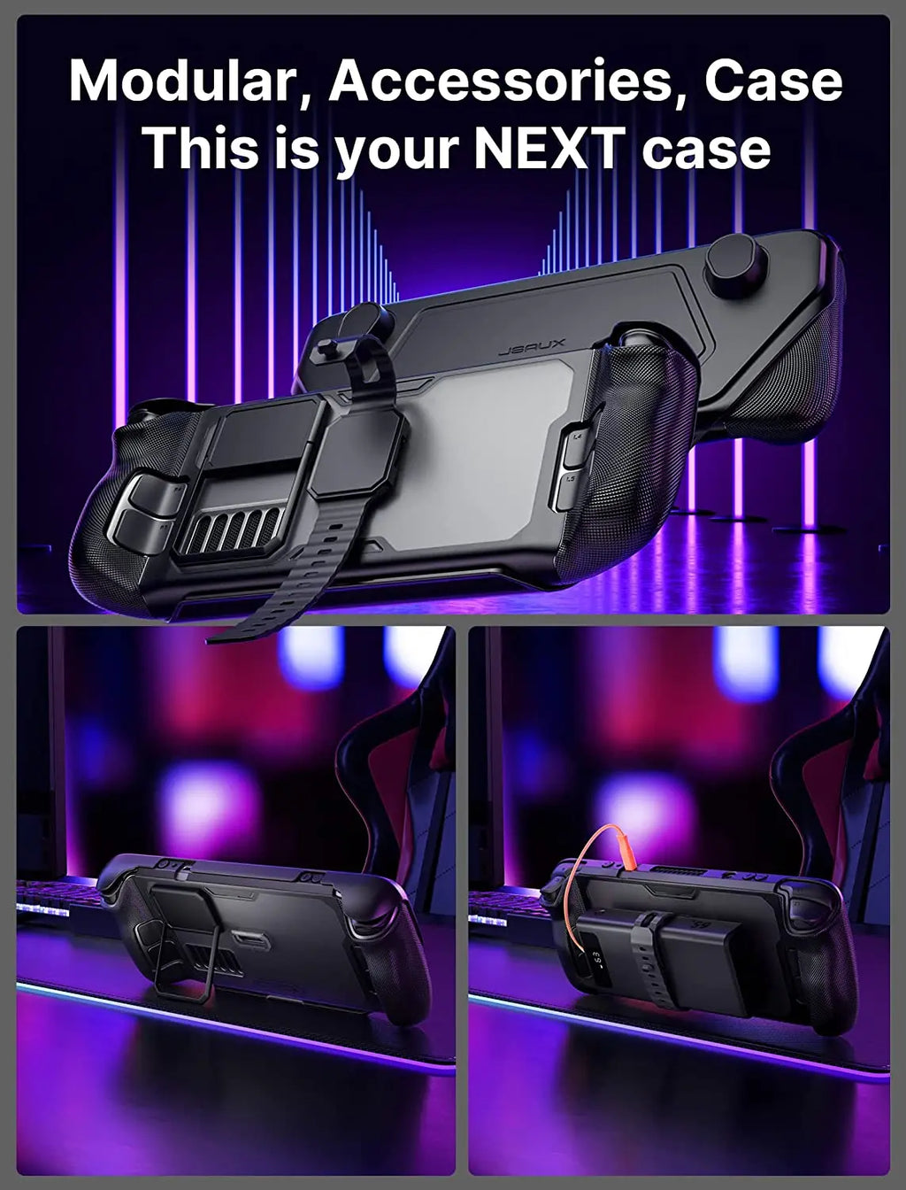 ModCase for Steam Deck,Steam Deck Case with Detachable Front Shell Steam Deck Accessories,Protective Case for Steam Deck Console