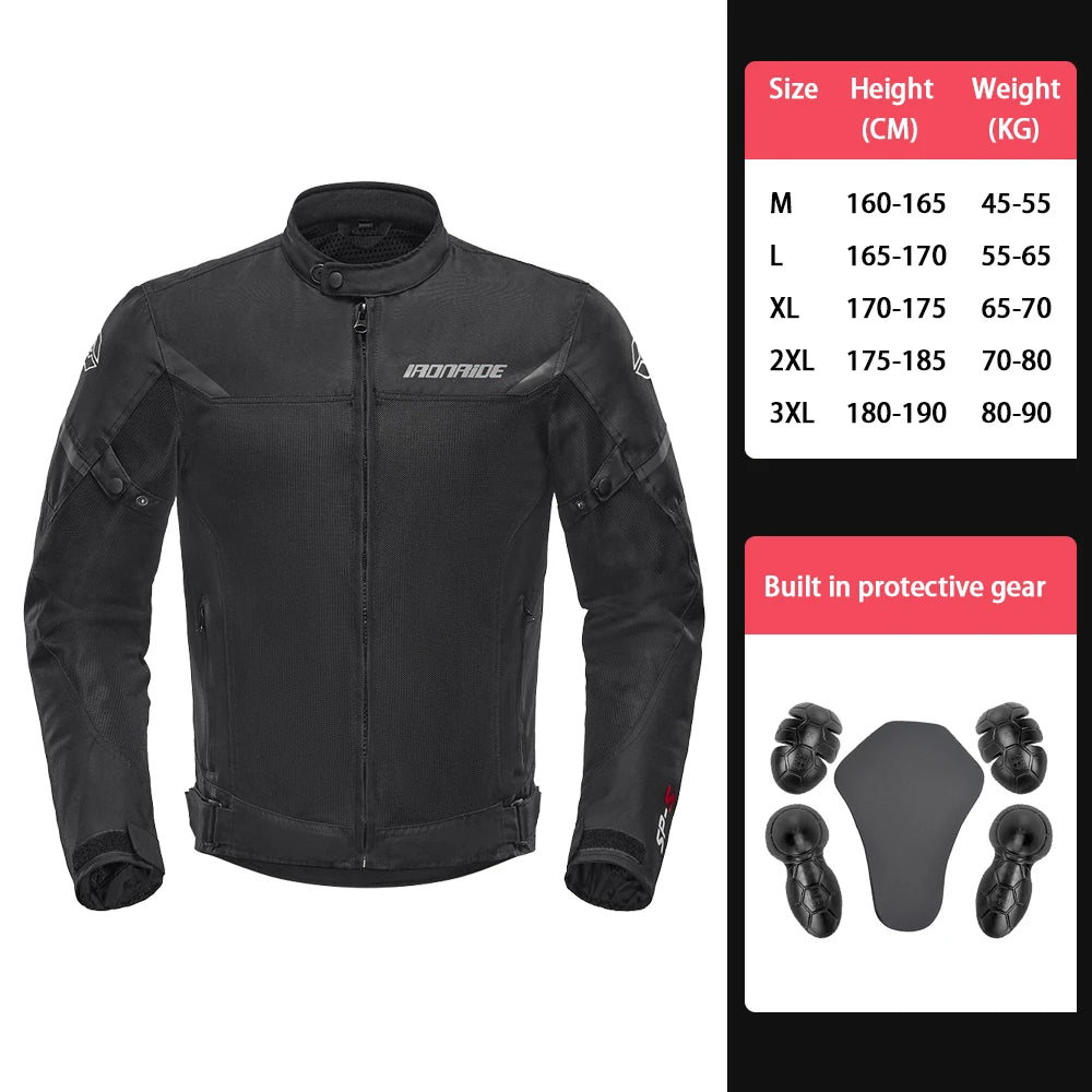 Summer Motorcycle Jacket Man Mesh Breathable Motorbike Riding Moto Jacket Waterproof Outdoor Motocross Riding Protective Gears
