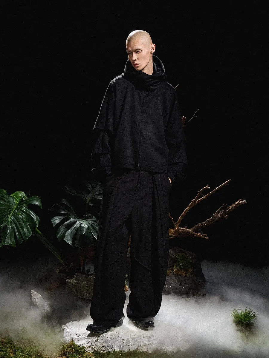 Mauroicardi Spring Autumn Cool Handsome Short Oversized Soft Black Faux Suede Jacket Men with Hood  Luxury Designer Clothes 2025