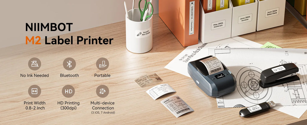 M2 Niimbot Portable Thermal Transfer Label Printer Multi-function Sticker Label Maker Machine for Office Clothes Tag Power Cable